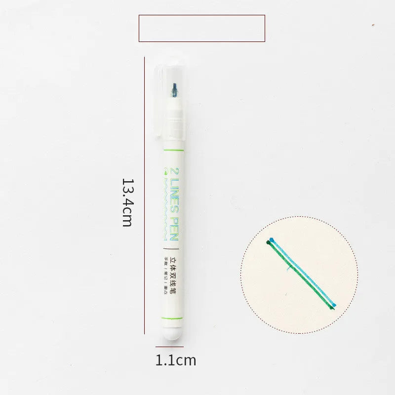 Stereo double line student highlighting pen with 0.5mm fine point