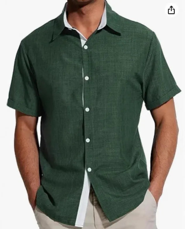 Men's floral print short-sleeved shirt in lightweight polyester fabric available in multiple colours