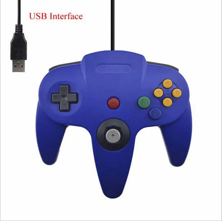 Blue N64 USB game controller for PC computers with original layout