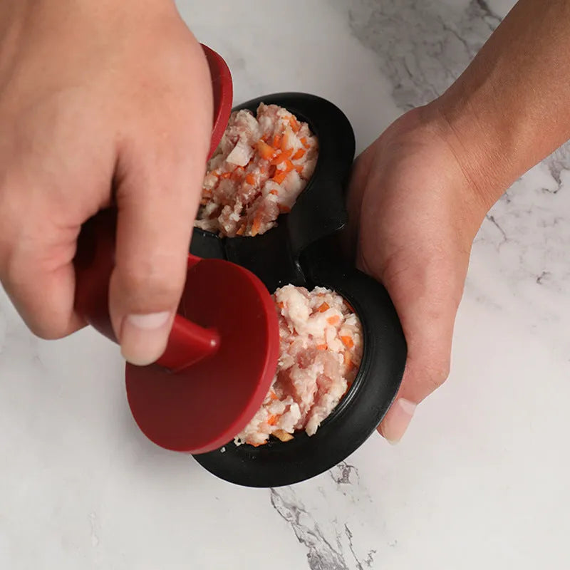 Kitchen burger press hamburger mold gadget with oil paper liners food-grade ABS black red