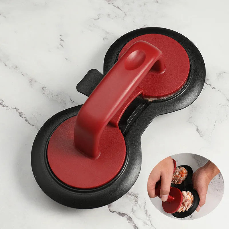 Kitchen burger press hamburger mold gadget with oil paper liners food-grade ABS black red