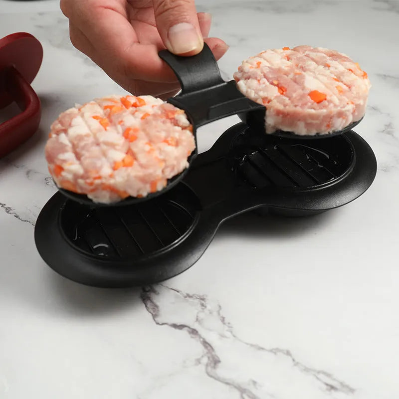 Kitchen burger press hamburger mold gadget with oil paper liners food-grade ABS black red