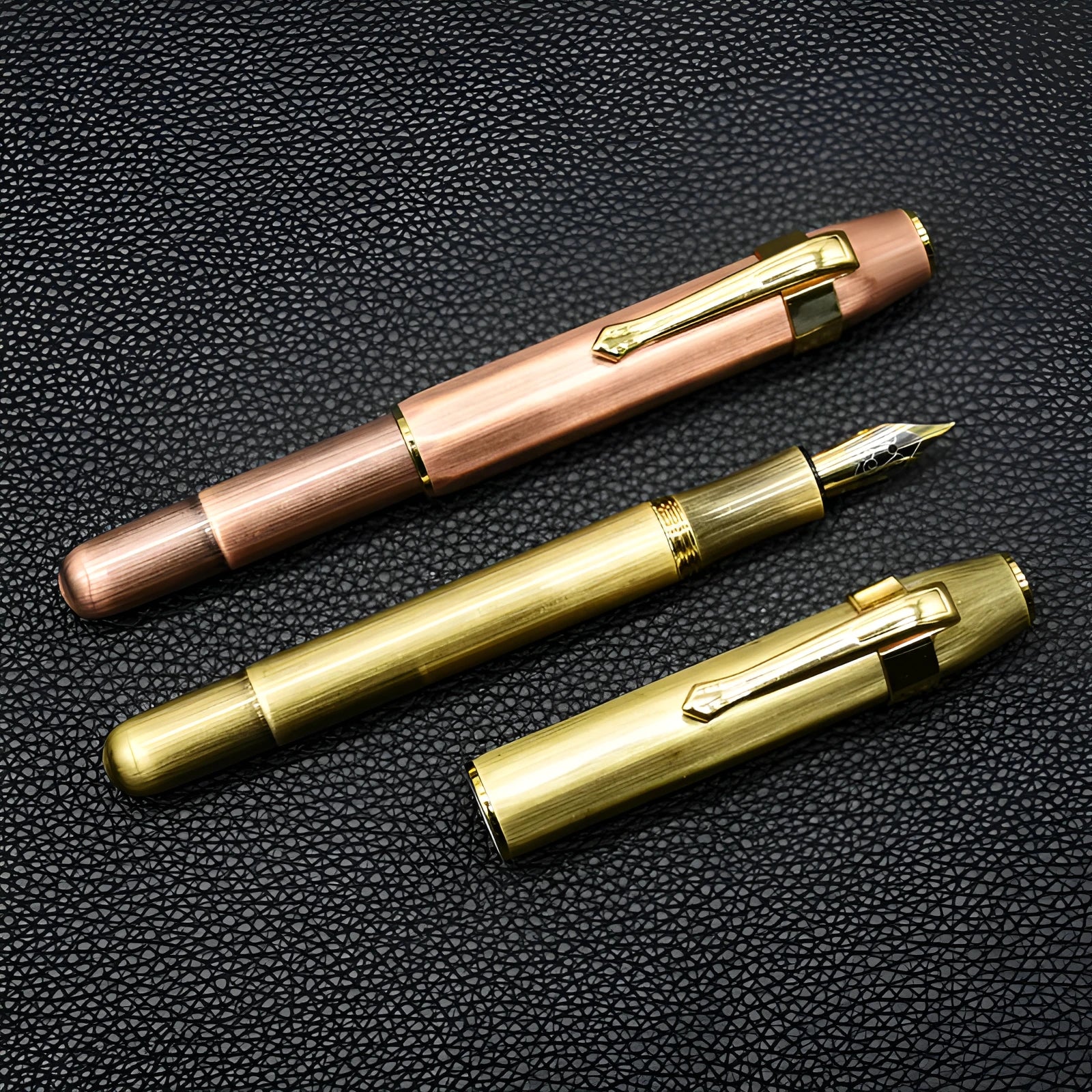 Vintage metal octagonal pocket pen with stainless steel nib and rotary ink absorber in copper finish