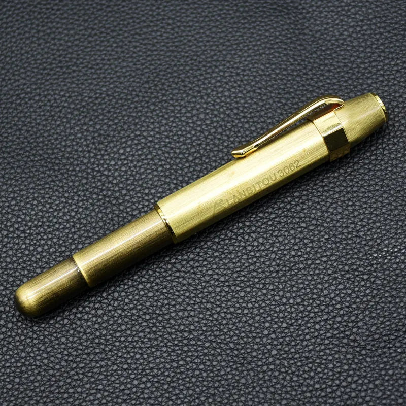 Vintage metal octagonal pocket pen with stainless steel nib and rotary ink absorber in copper finish