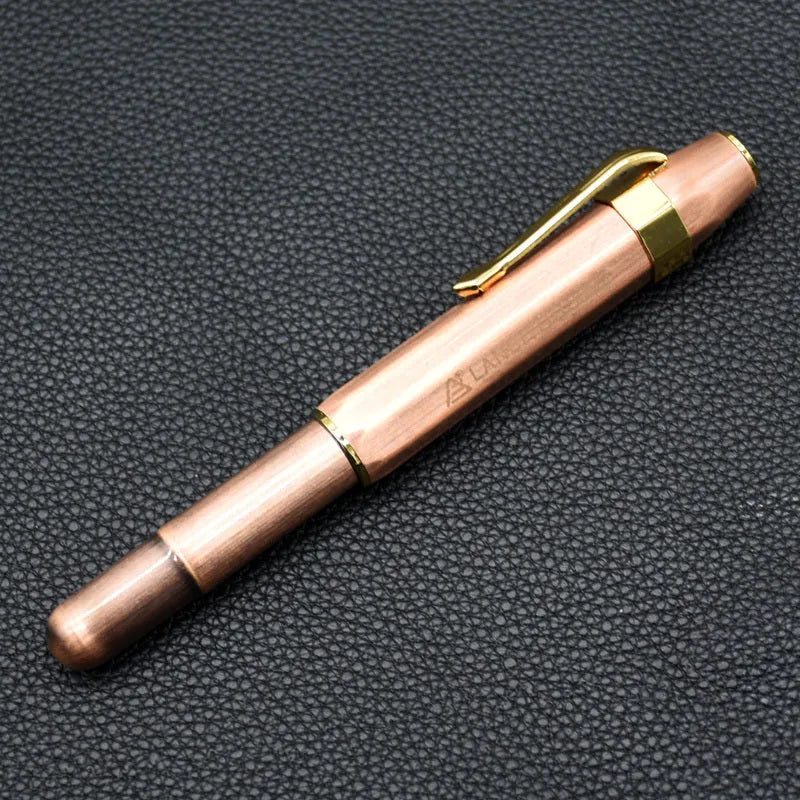 Vintage metal octagonal pocket pen with stainless steel nib and rotary ink absorber in copper finish