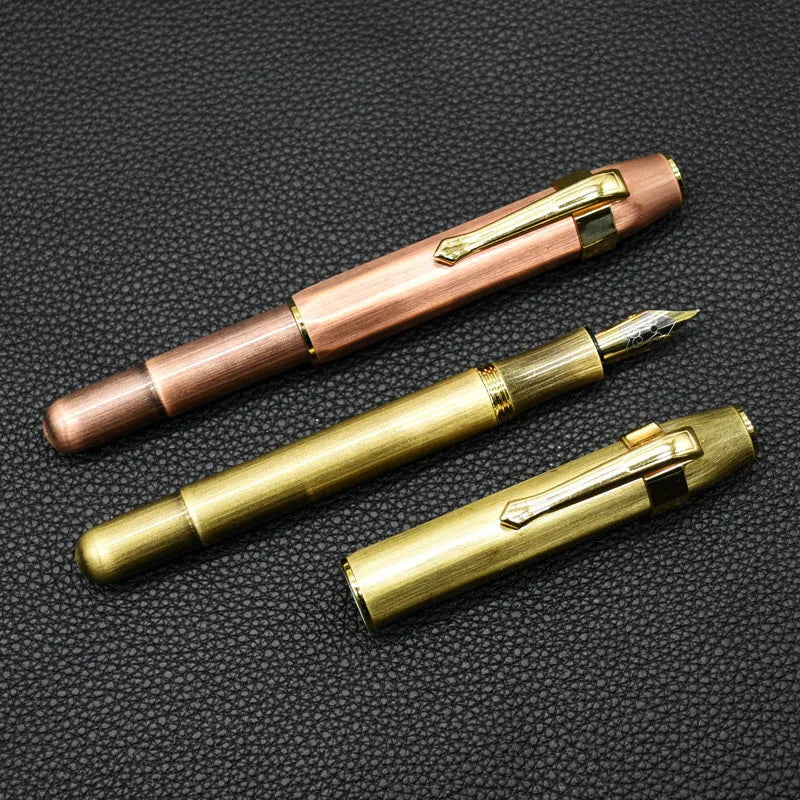 Vintage metal octagonal pocket pen with stainless steel nib and rotary ink absorber in copper finish