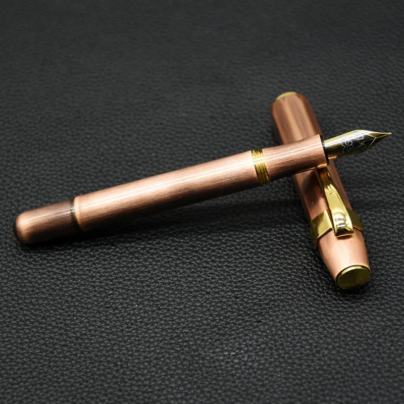 Vintage metal octagonal pocket pen with stainless steel nib and rotary ink absorber in copper finish