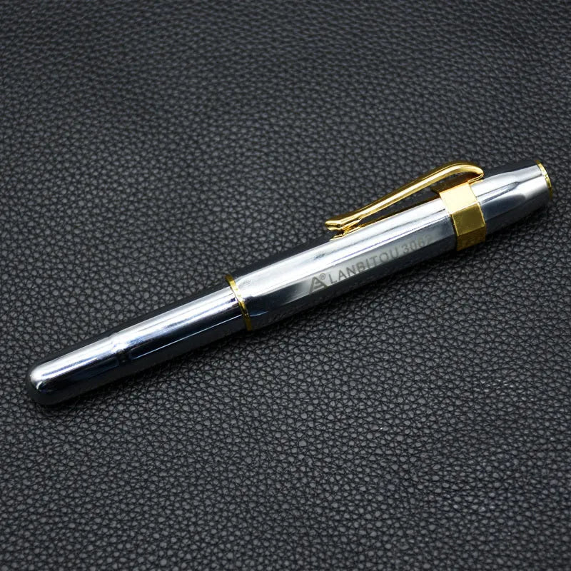 Vintage metal octagonal pocket pen with stainless steel nib and rotary ink absorber in copper finish