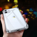 Transparent white TPU silicone shockproof case for iPhone showing phone compatibility