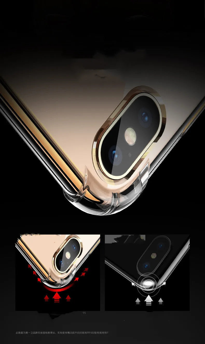 Transparent white TPU silicone shockproof case for iPhone showing phone compatibility