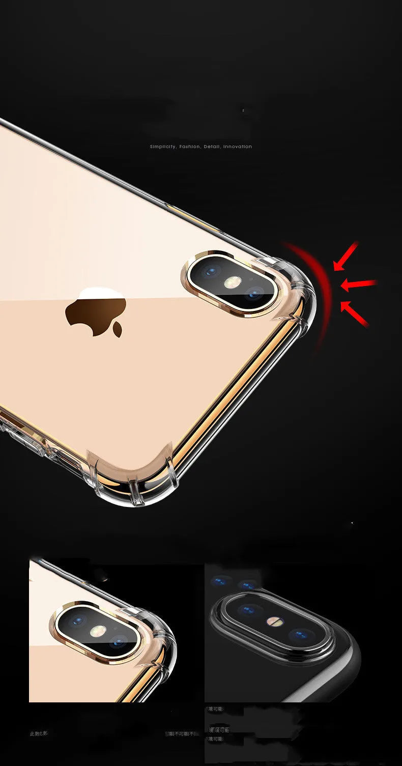 Transparent white TPU silicone shockproof case for iPhone showing phone compatibility