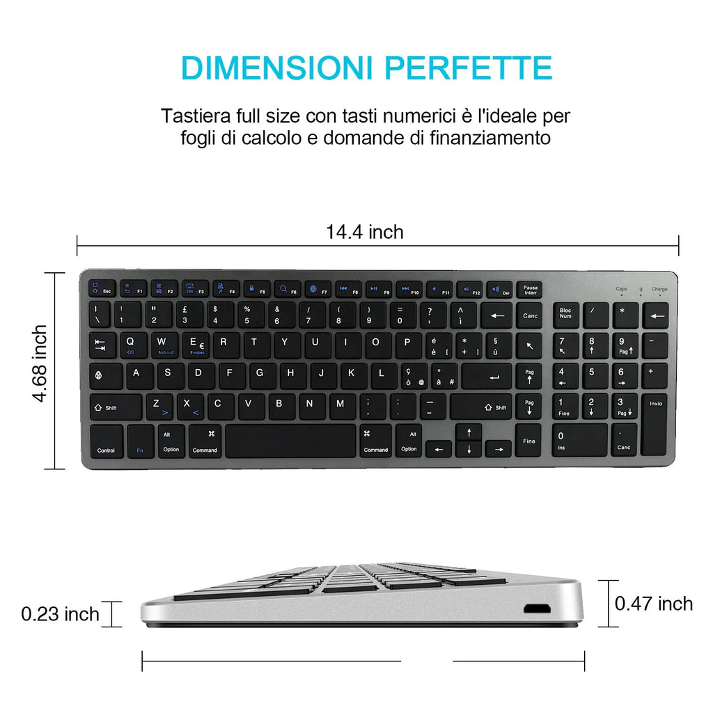 Ultra-thin white Bluetooth keyboard for iPad tablets and mobile phones with 104 keys