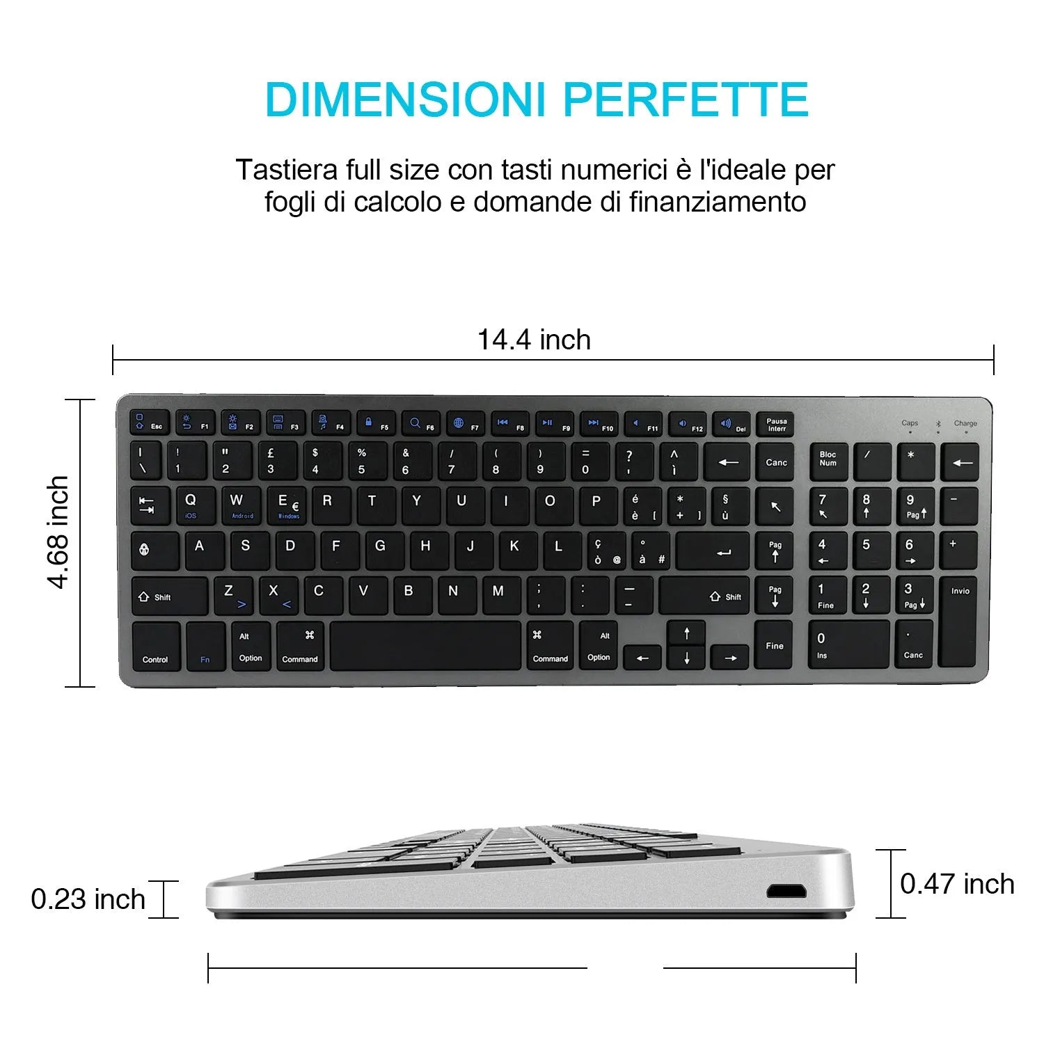 Ultra-thin white Bluetooth keyboard for iPad tablets and mobile phones with 104 keys