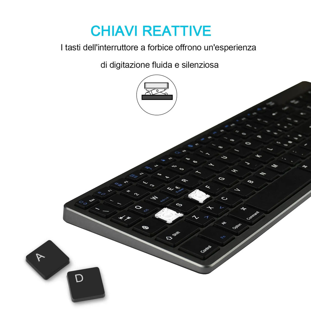 Ultra-thin white Bluetooth keyboard for iPad tablets and mobile phones with 104 keys