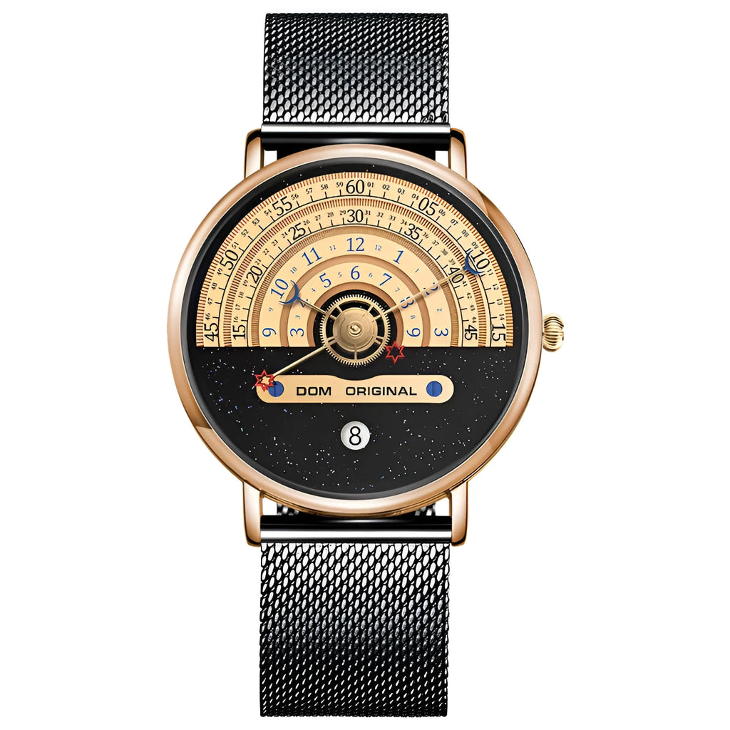 Men's gold and silver sports quartz wristwatch with 40mm dial and water resistance
