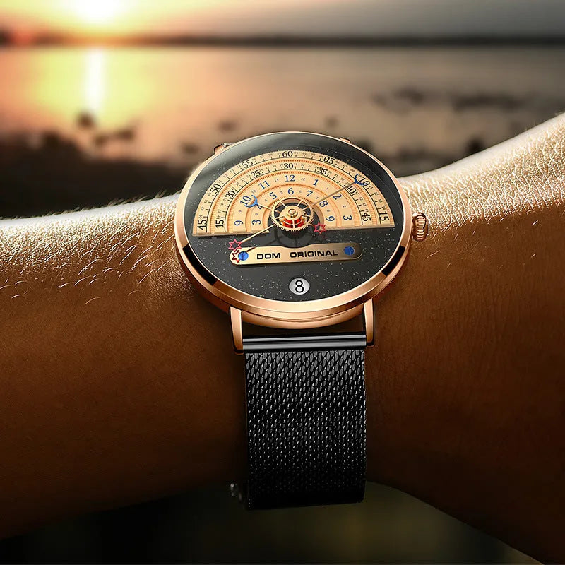 Men's gold and silver sports quartz wristwatch with 40mm dial and water resistance