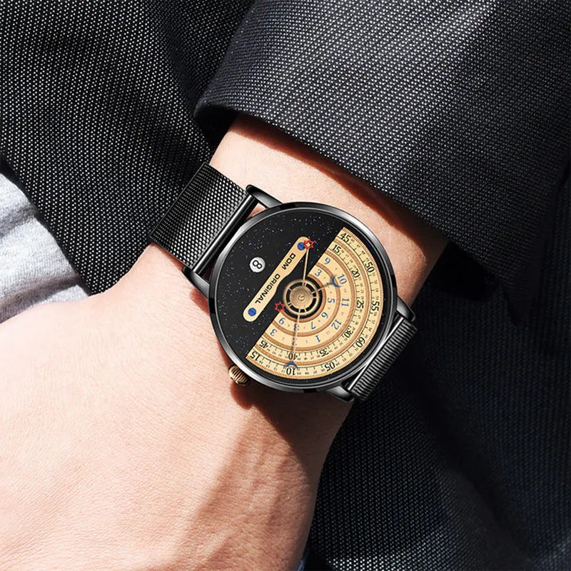 Men's gold and silver sports quartz wristwatch with 40mm dial and water resistance