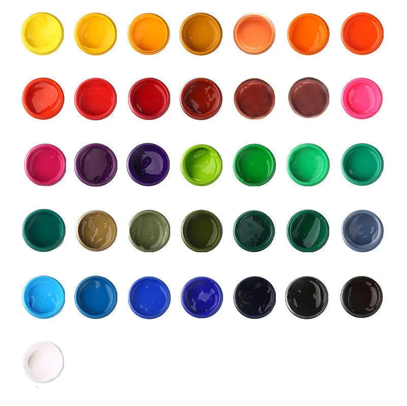 100g bottle of gouache paint for beginners and children, shown in one of eight available colours.