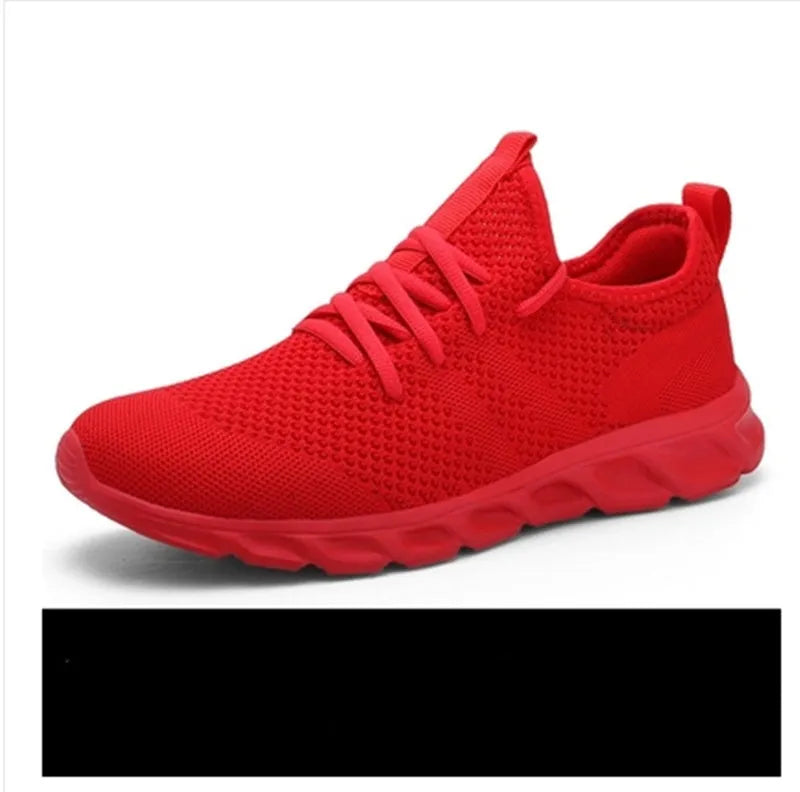 Men's black and white mesh sneakers with PVC sole and lace-up closure for casual jogging