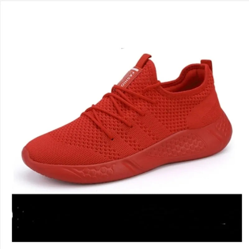Men's black and white mesh sneakers with PVC sole and lace-up closure for casual jogging