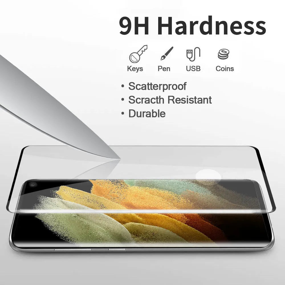 Samsung Galaxy S21 Ultra 5G tempered glass screen protector with 3D curved edge coverage
