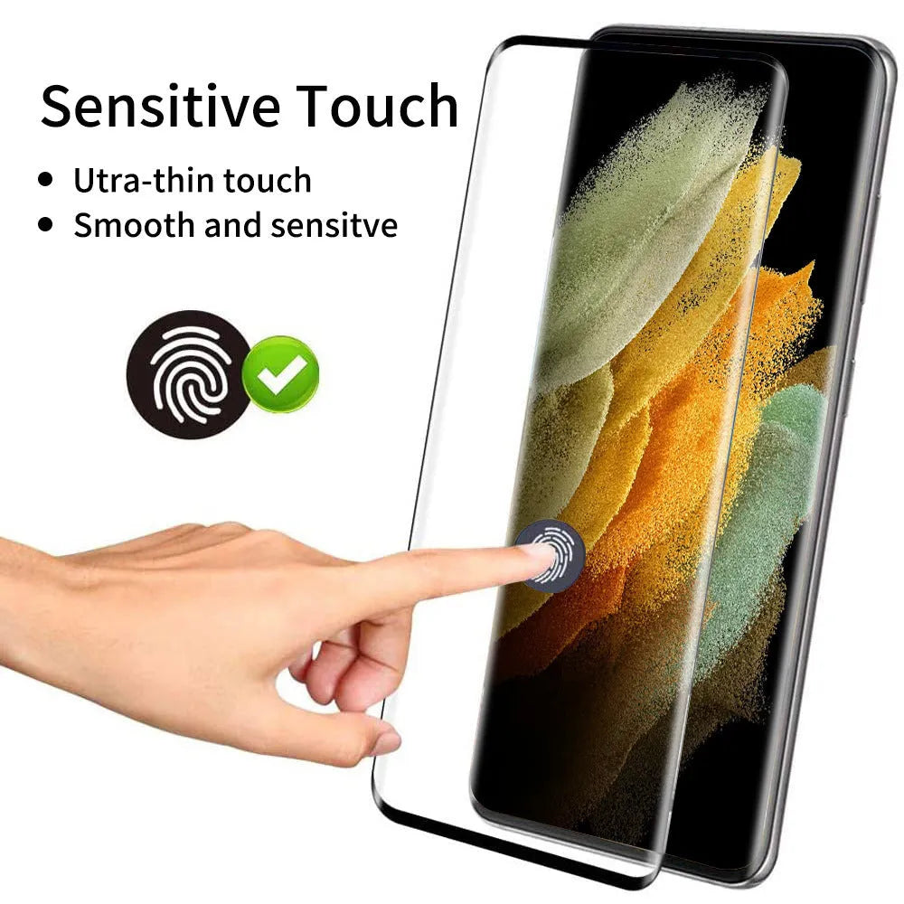 Samsung Galaxy S21 Ultra 5G tempered glass screen protector with 3D curved edge coverage