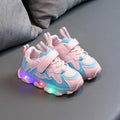 Children's bright light sports sneakers with mesh upper and Velcro fastening in black, grey, or pink colours