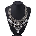 Alloy diamond short necklace with floral flower design and crystal detailing