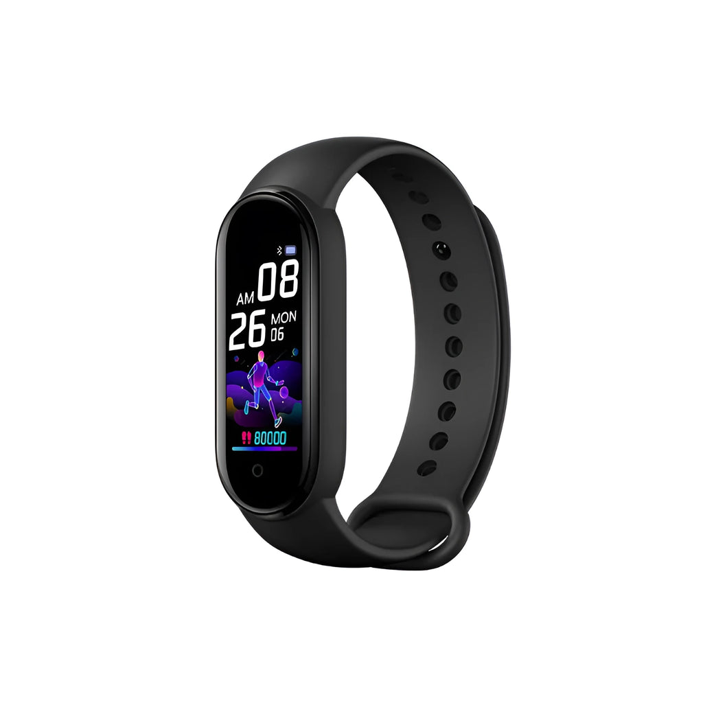 Smart sports bracelet with heart rate and blood pressure monitoring on wrist