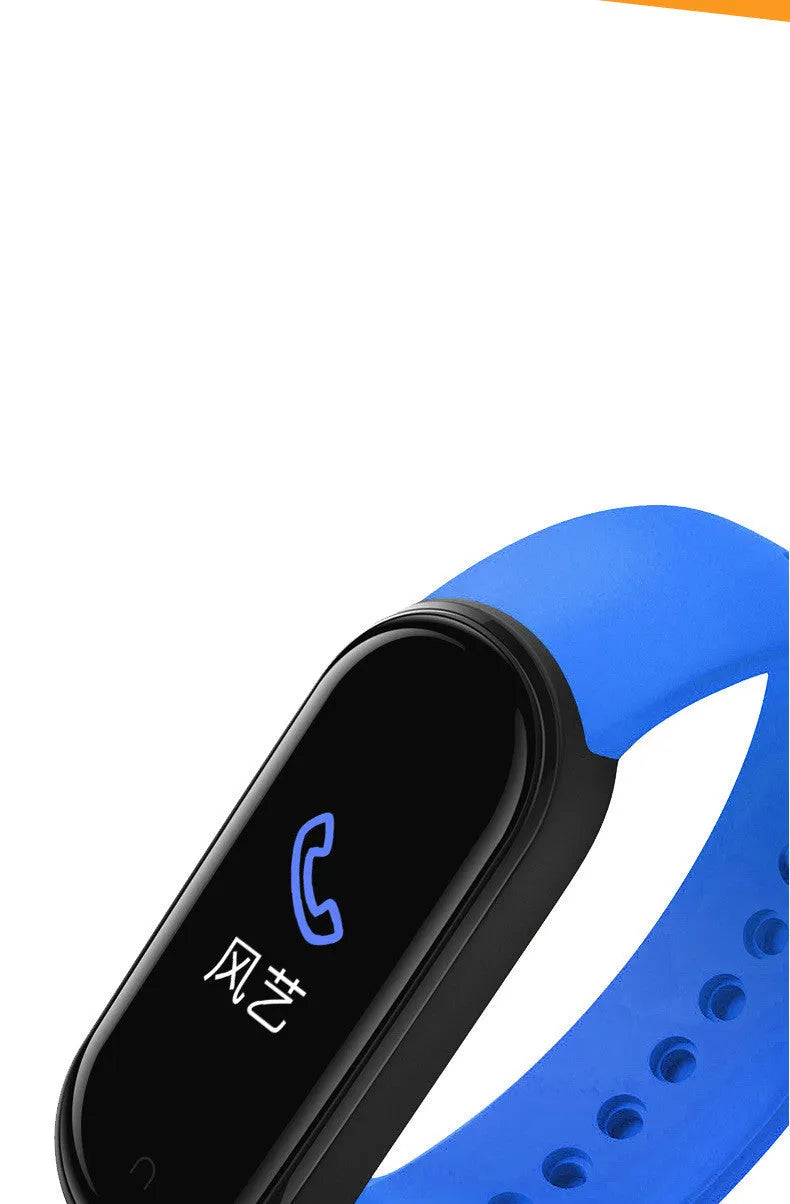 Smart sports bracelet with heart rate and blood pressure monitoring on wrist