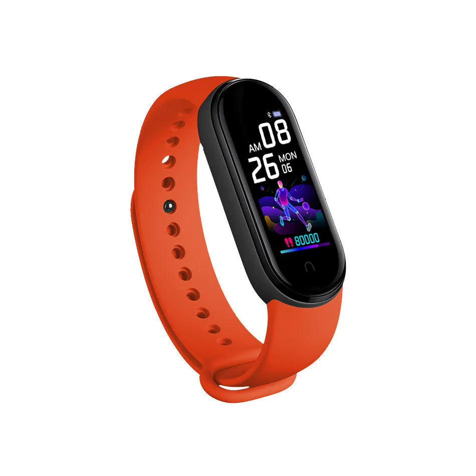 Smart sports bracelet with heart rate and blood pressure monitoring on wrist