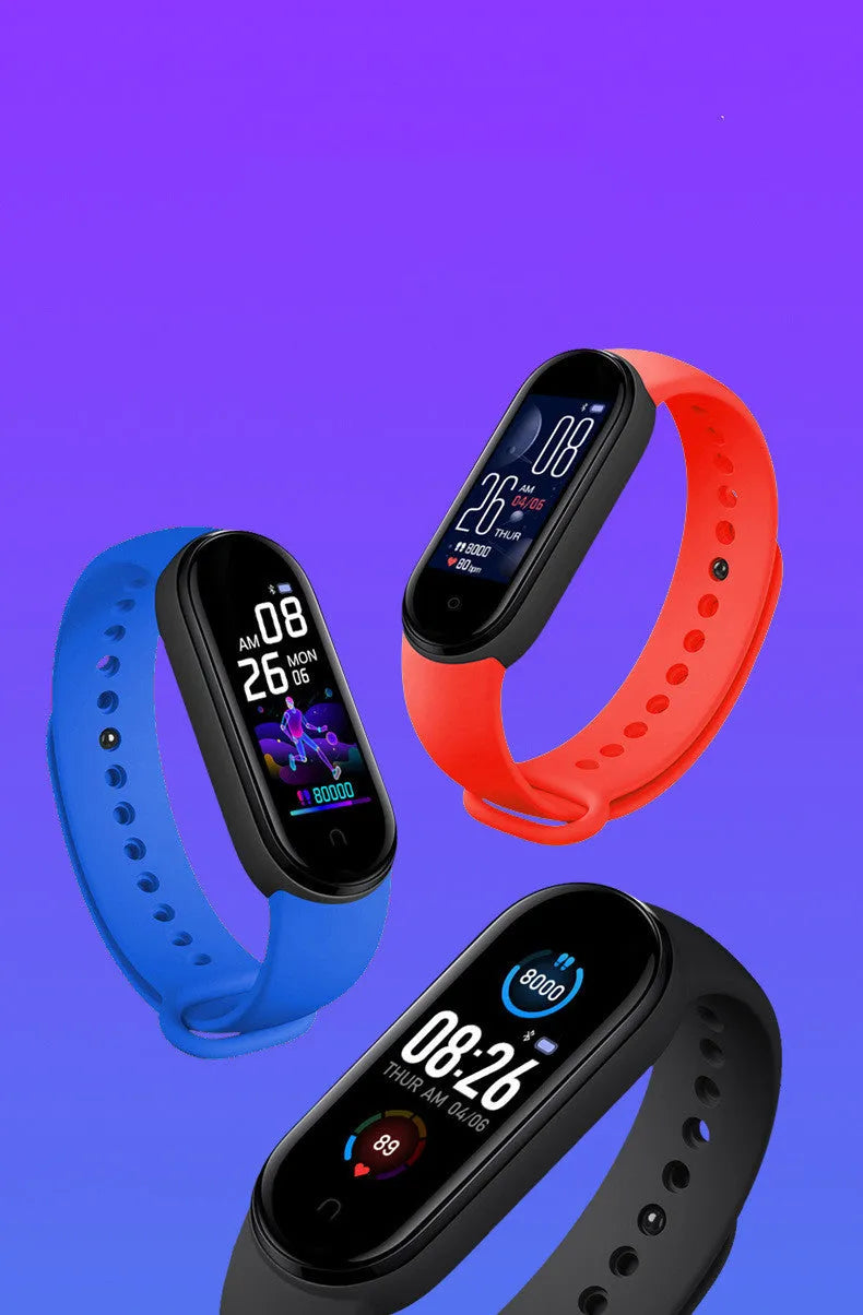 Smart sports bracelet with heart rate and blood pressure monitoring on wrist