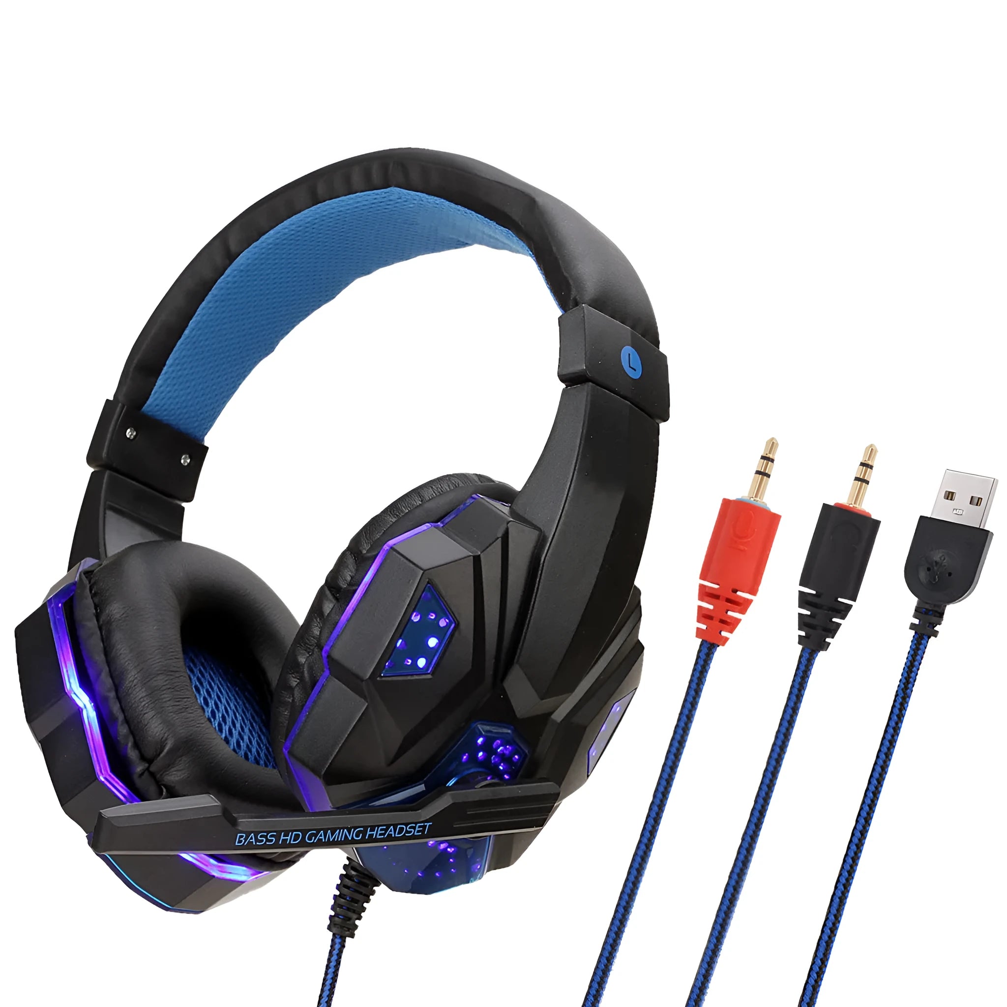 Wired RGB gaming headset for PS4 and PC with tanned leather ear cushions in Black and Red colour option.