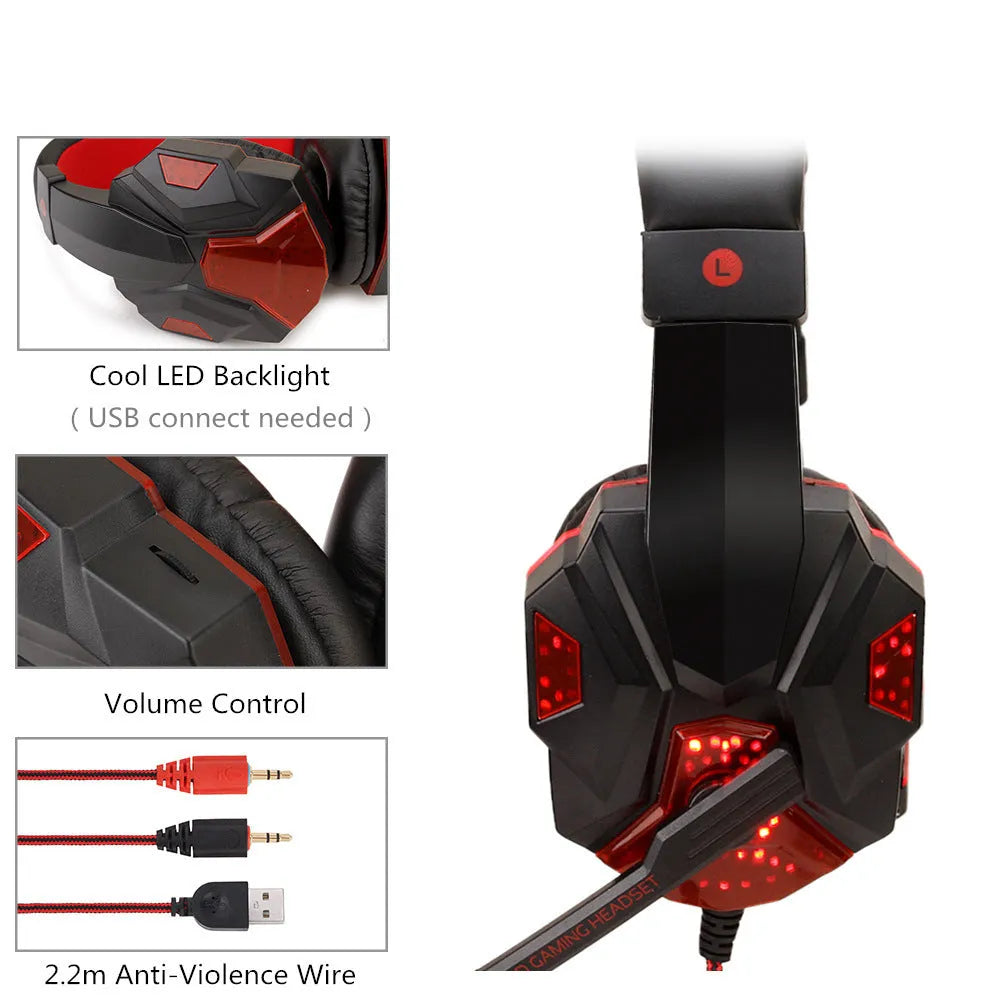 Wired RGB gaming headset for PS4 and PC with tanned leather ear cushions in Black and Red colour option.