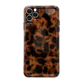 Retro amber leopard print soft rubber phone case for iPhone with lanyard hole and all-wrapped edges