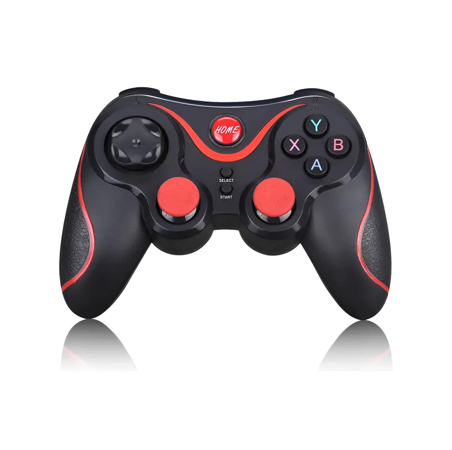 Black wireless Bluetooth gamepad controller for mobile phones with ergonomic ABS plastic design.