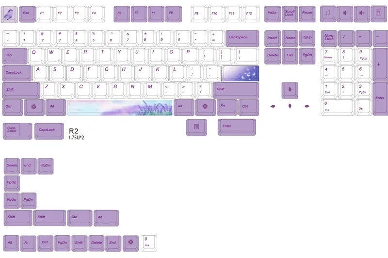 AKKO PBT mechanical keyboard keycap set in lavender violet colour with high sublimation printing