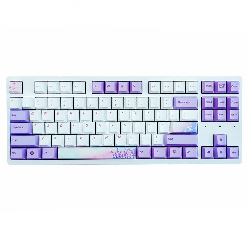 AKKO PBT mechanical keyboard keycap set in lavender violet colour with high sublimation printing
