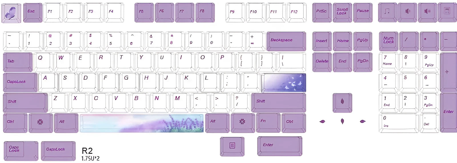 AKKO PBT mechanical keyboard keycap set in lavender violet colour with high sublimation printing