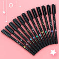 12 constellation-themed gel pens with 0.5mm black refills in five different style variations
