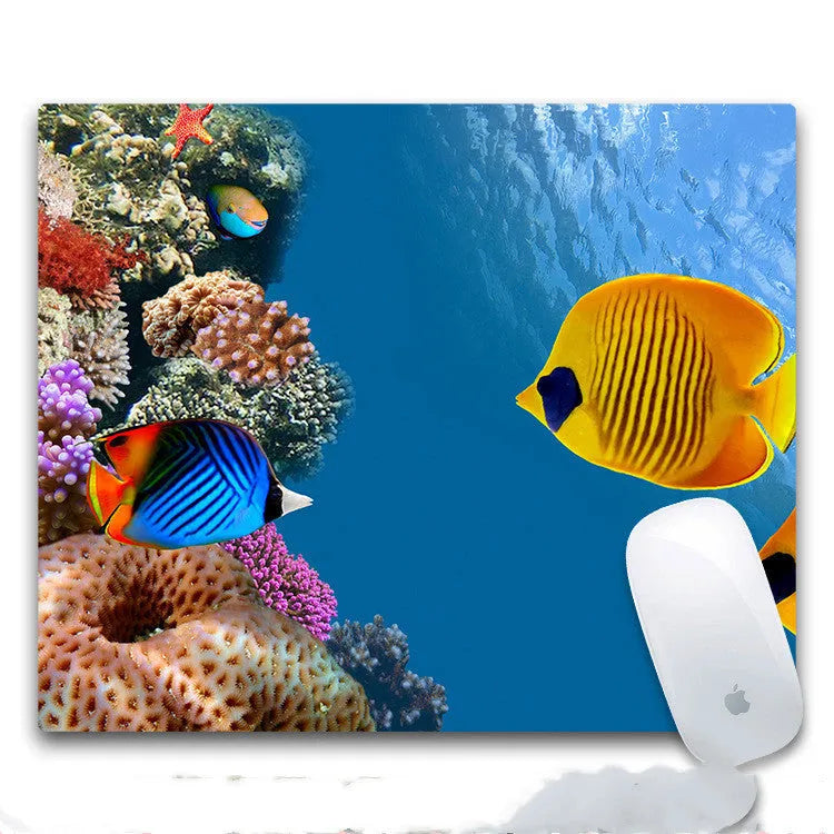 Custom rubber cloth mouse pad with non-slip base measuring 240x200x3mm, available in 8 print styles