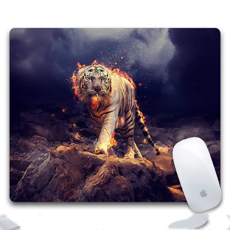 Custom rubber cloth mouse pad with non-slip base measuring 240x200x3mm, available in 8 print styles