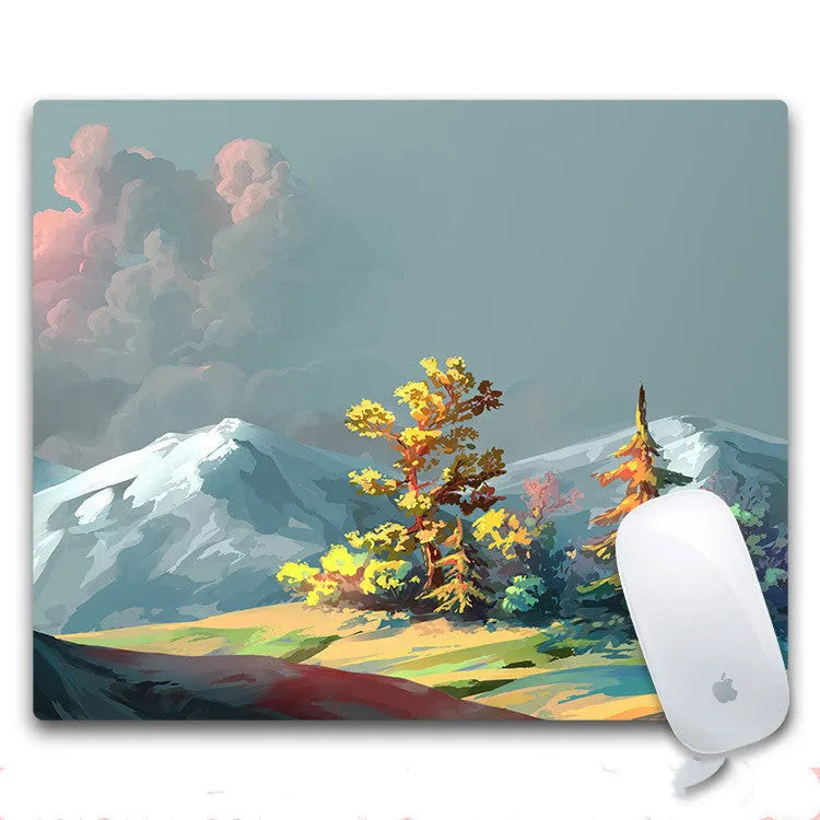 Custom rubber cloth mouse pad with non-slip base measuring 240x200x3mm, available in 8 print styles