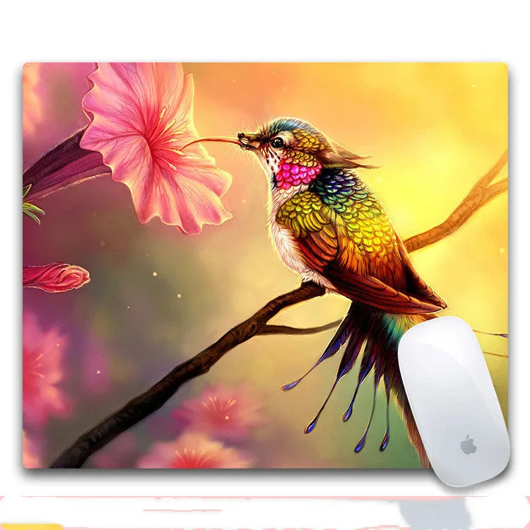 Custom rubber cloth mouse pad with non-slip base measuring 240x200x3mm, available in 8 print styles