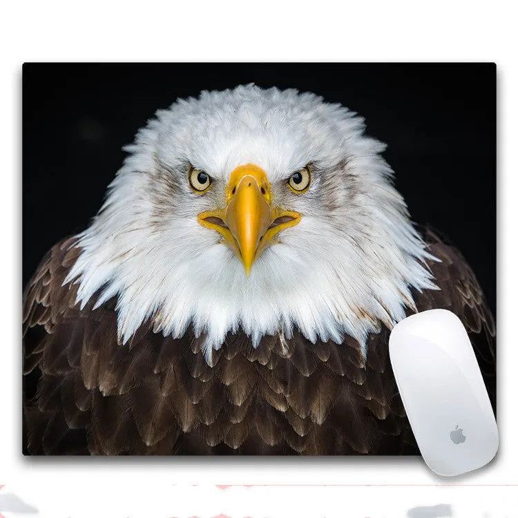 Custom rubber cloth mouse pad with non-slip base measuring 240x200x3mm, available in 8 print styles