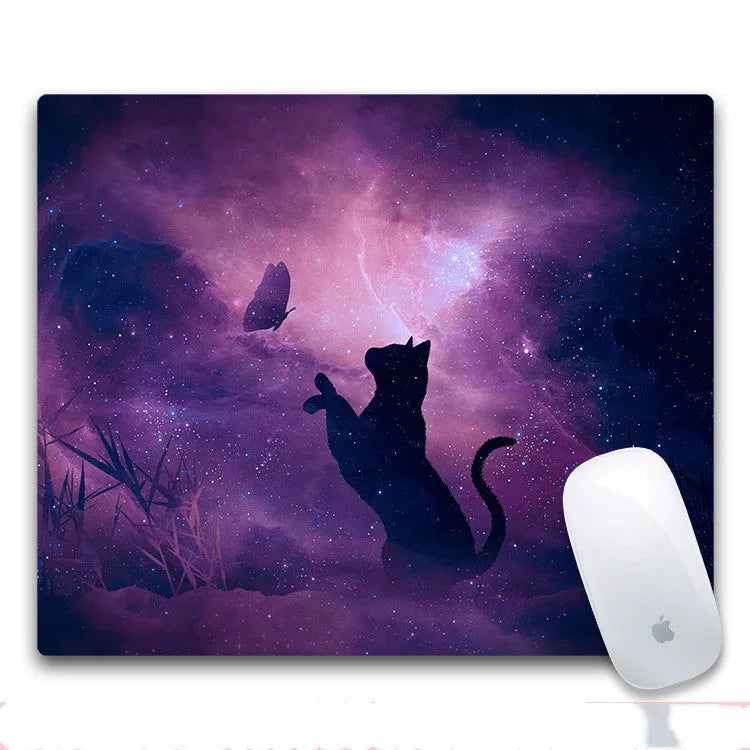 Custom rubber cloth mouse pad with non-slip base measuring 240x200x3mm, available in 8 print styles