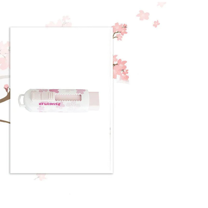 Square pink push-pull student eraser with replaceable core for whiteboards.