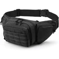 Men's tactical multifunctional waist bag in black or khaki, shown worn on the waist.