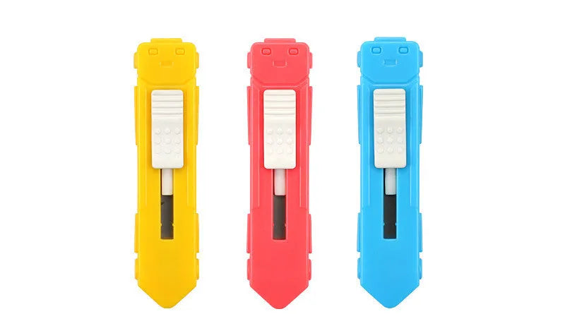 Cartoon character art knife with plastic handle and metal blade for manual production