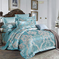 European style pure cotton sateen jacquard 4-piece bedding set with wide side pillowcases, 200x230cm quilt cover